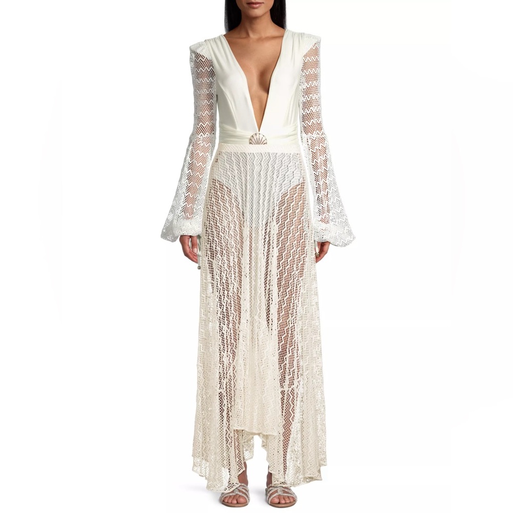 PATBO Sheer Lace Long Beach Skirt Size: M - Picture 2 of 6